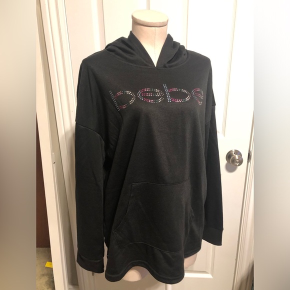 Bebe Black Hoodie with Rhinestone Logo - Picture 5 of 7